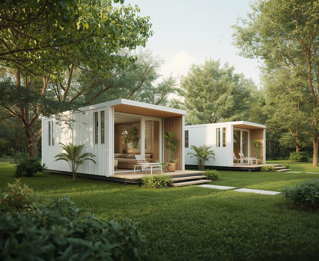 Cabine modulaire SLT avec terrasse intégrée au paysage